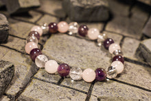 Load image into Gallery viewer, Amethyst + Clear Quartz + Rose Quartz Bracelet
