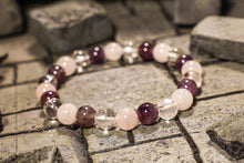 Load image into Gallery viewer, Amethyst + Clear Quartz + Rose Quartz Bracelet
