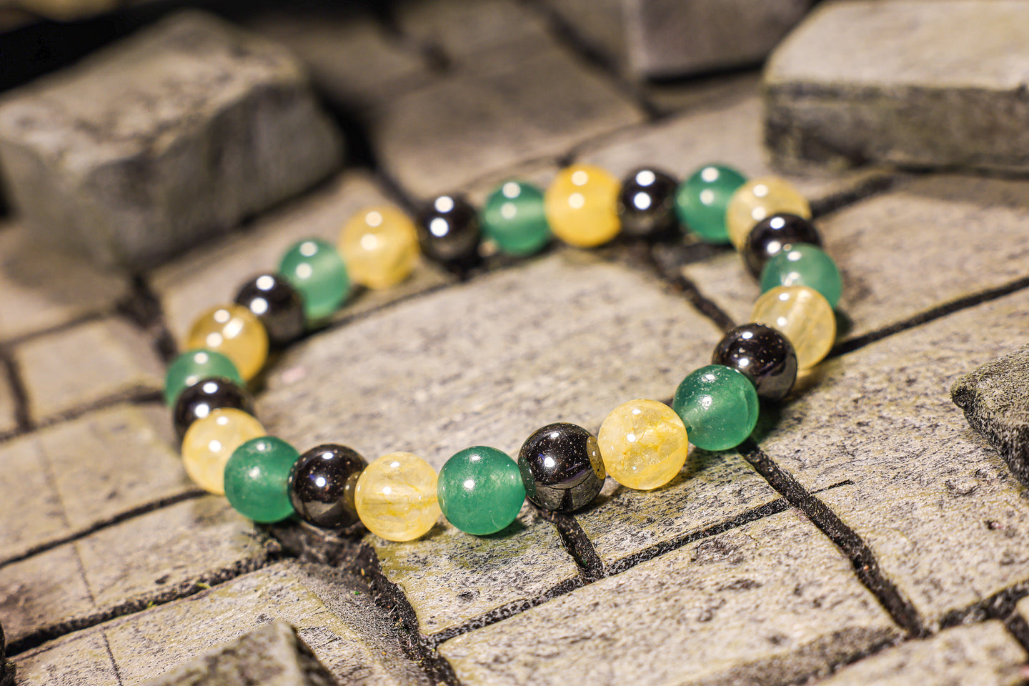 Green Aventurine + Citrine + Hematite Bracelet (8mm)