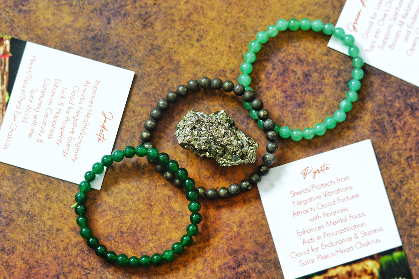 Prosperity Bracelets with Pyrite Cluster Gift Set