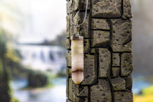 Load image into Gallery viewer, Pink Banded Onyx Pointed Pendant with Sterling Silver Chain
