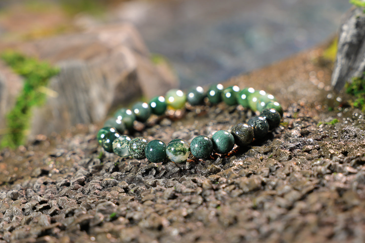 Moss Agate Bracelet (8mm)