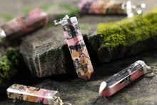 Load image into Gallery viewer, Rhodonite Pointed Pendant with Sterling Silver Chain
