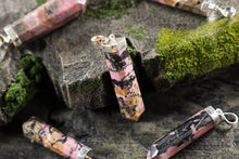 Load image into Gallery viewer, Rhodonite Pointed Pendant with Sterling Silver Chain
