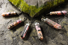 Load image into Gallery viewer, Rhodonite Pointed Pendant with Sterling Silver Chain
