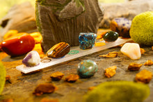 Load image into Gallery viewer, Selenite Charging Plate with Engraved Chakra in Color
