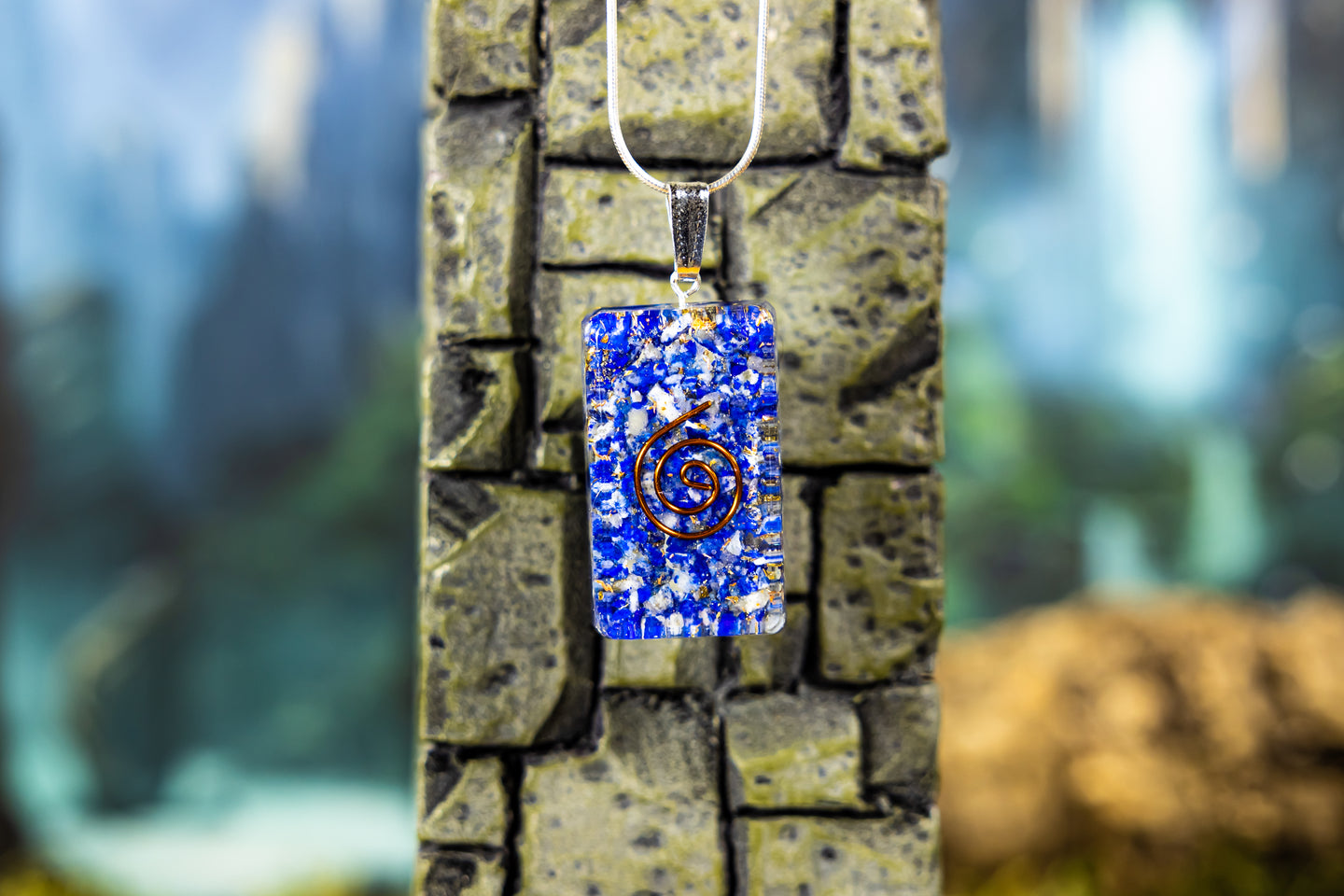 Lapis Lazuli Orgone Pendant with Sterling Silver Chain